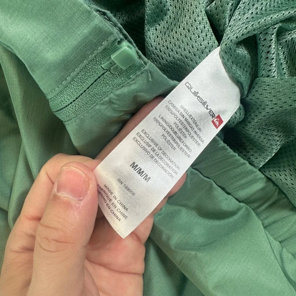 Quiksilver Windbreaker Men Medium Hedge Green DryFlight Hooded Jacket NWT